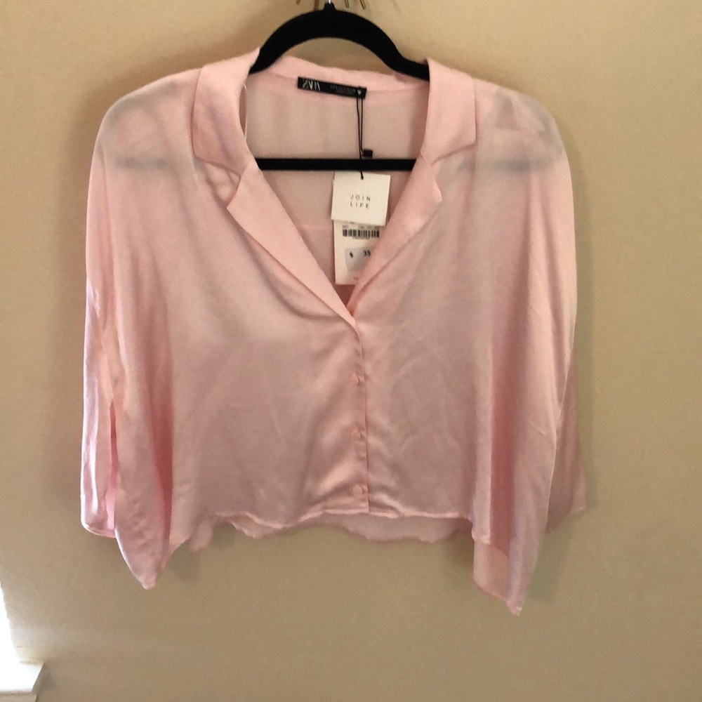 NEW WITH TAGS Zara pink silk top